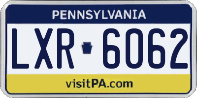 PA license plate LXR6062