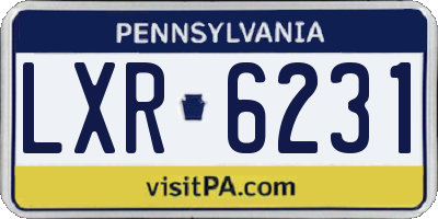 PA license plate LXR6231