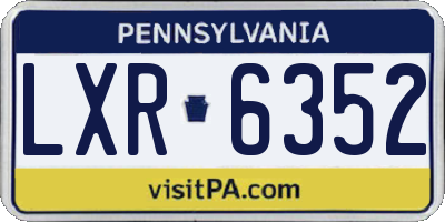 PA license plate LXR6352