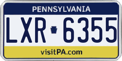 PA license plate LXR6355