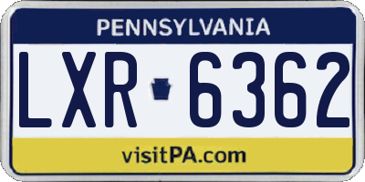 PA license plate LXR6362