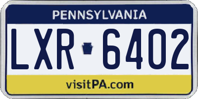 PA license plate LXR6402