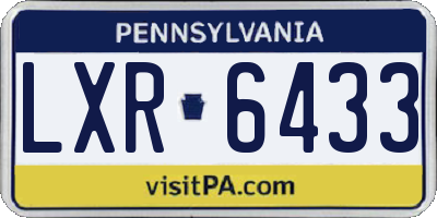 PA license plate LXR6433