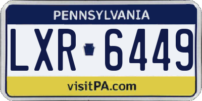 PA license plate LXR6449
