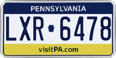 PA license plate LXR6478