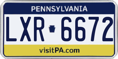 PA license plate LXR6672