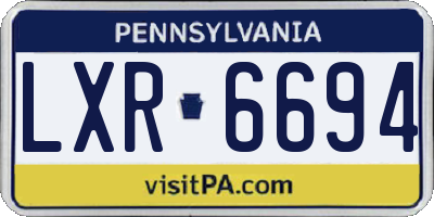 PA license plate LXR6694