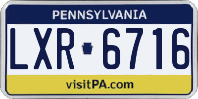 PA license plate LXR6716