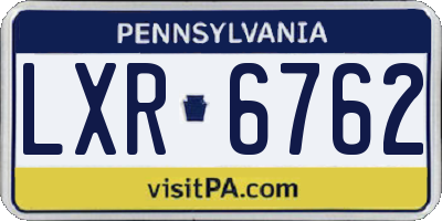 PA license plate LXR6762