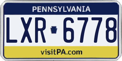 PA license plate LXR6778