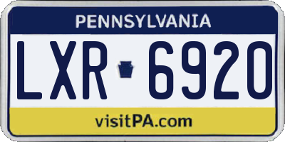 PA license plate LXR6920
