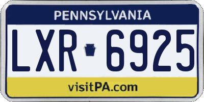 PA license plate LXR6925