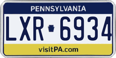 PA license plate LXR6934