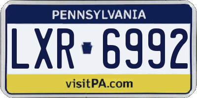 PA license plate LXR6992