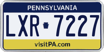 PA license plate LXR7227