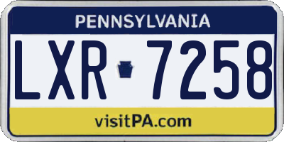 PA license plate LXR7258