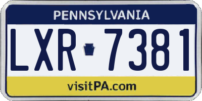 PA license plate LXR7381