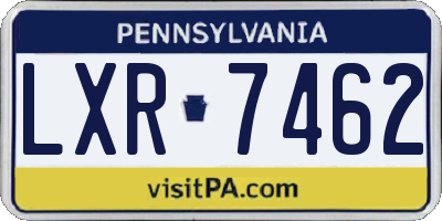 PA license plate LXR7462