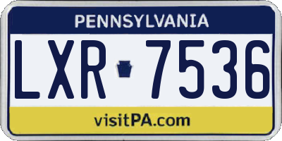PA license plate LXR7536