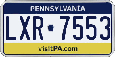 PA license plate LXR7553