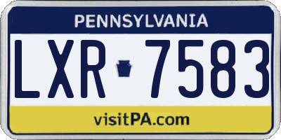 PA license plate LXR7583