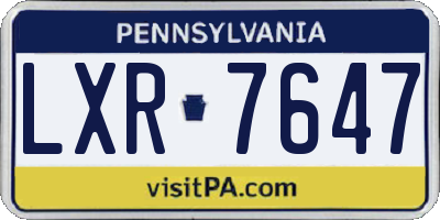 PA license plate LXR7647