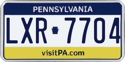 PA license plate LXR7704