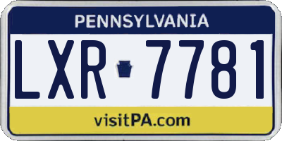 PA license plate LXR7781