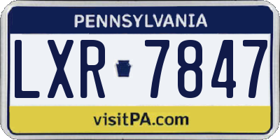 PA license plate LXR7847