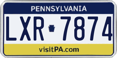 PA license plate LXR7874
