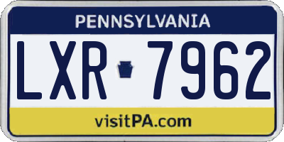 PA license plate LXR7962