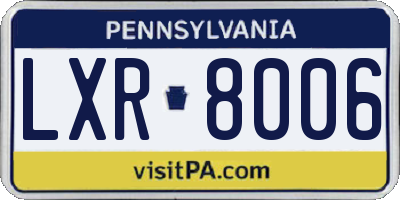 PA license plate LXR8006