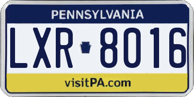 PA license plate LXR8016
