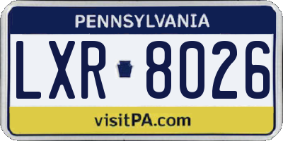 PA license plate LXR8026