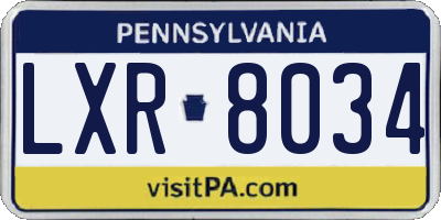 PA license plate LXR8034