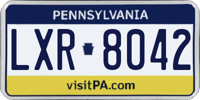 PA license plate LXR8042