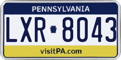 PA license plate LXR8043