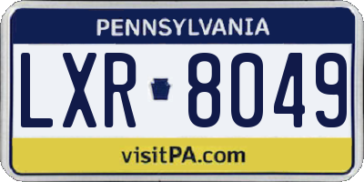 PA license plate LXR8049