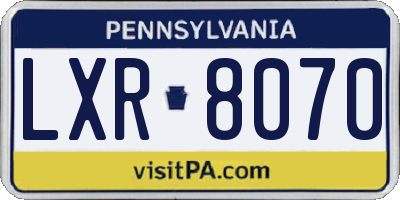 PA license plate LXR8070