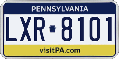 PA license plate LXR8101