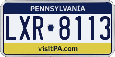 PA license plate LXR8113