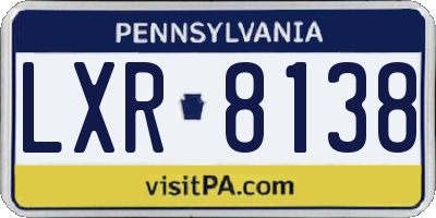 PA license plate LXR8138