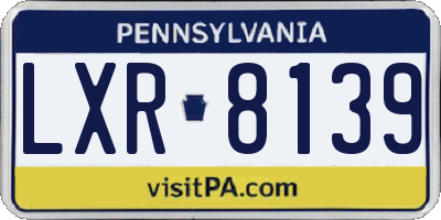 PA license plate LXR8139