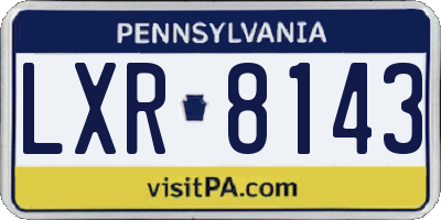 PA license plate LXR8143