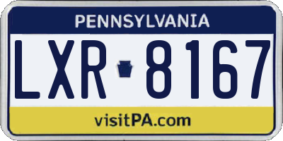 PA license plate LXR8167