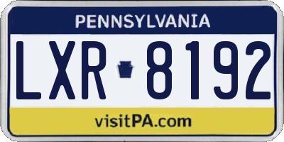 PA license plate LXR8192