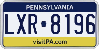 PA license plate LXR8196
