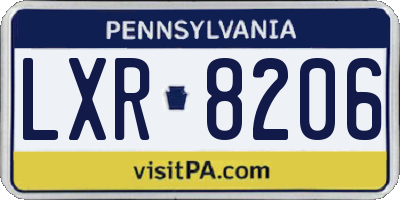 PA license plate LXR8206