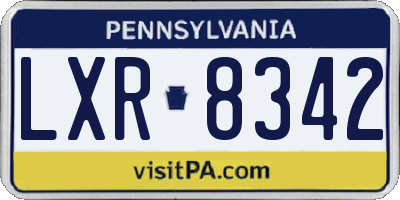 PA license plate LXR8342