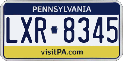PA license plate LXR8345
